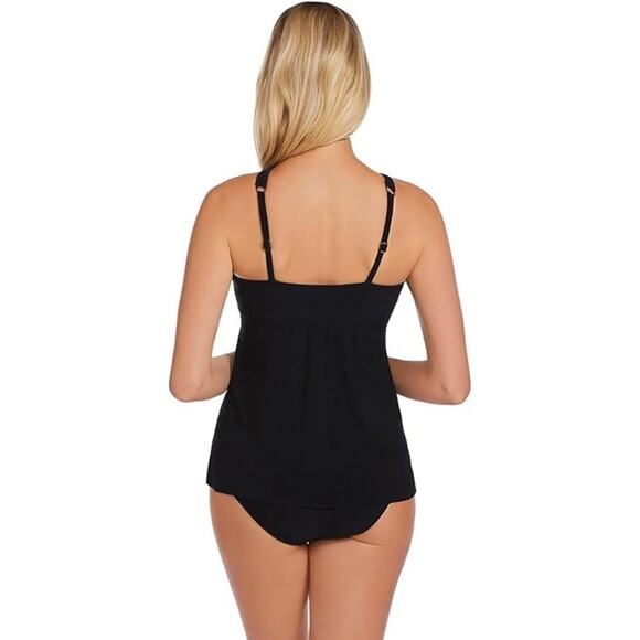 MagicSuit Don't Mesh with Me Colleen Mesh Wire-Free Tankini Top Black Solid 12 - Picture 2 of 12